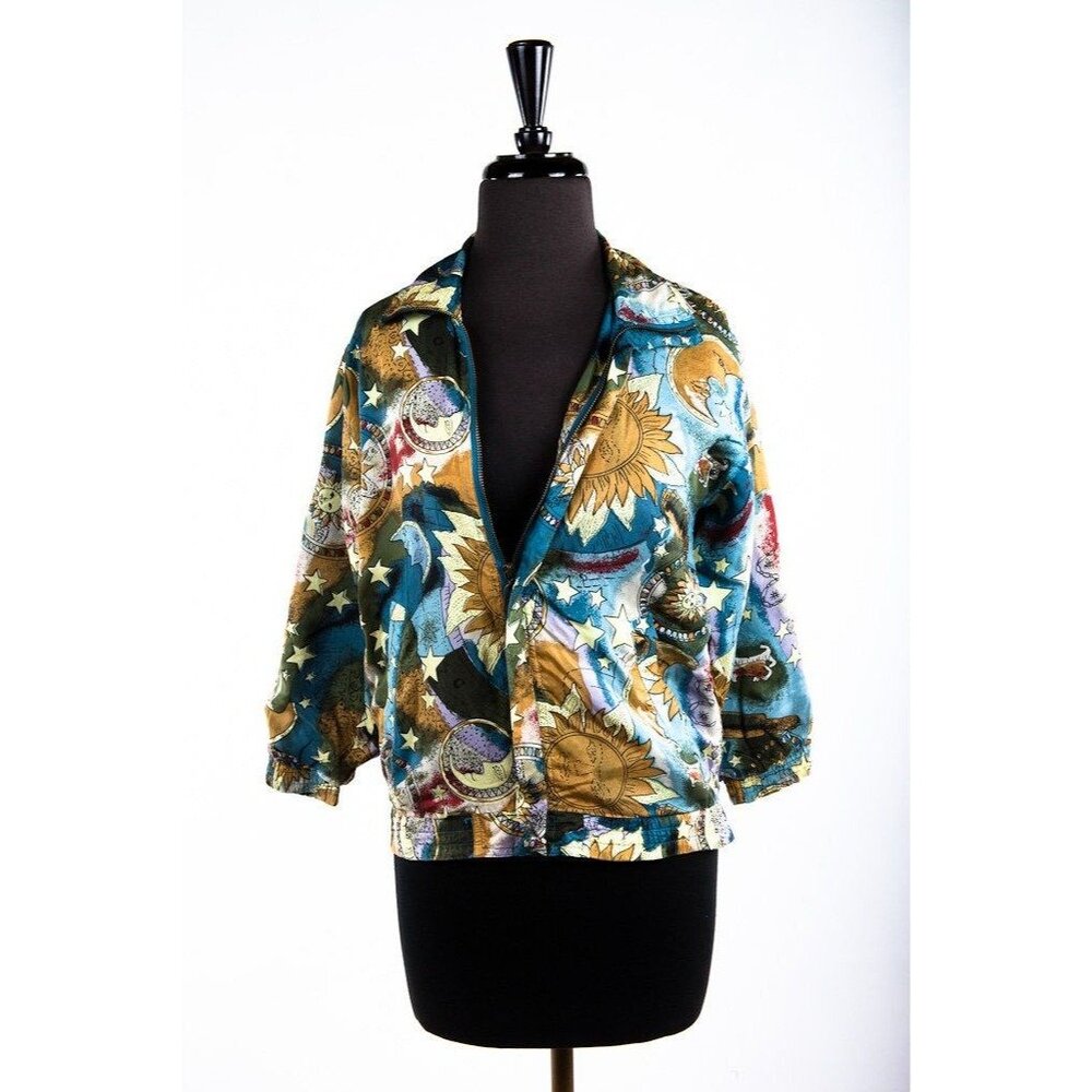 Vintage Fuda For Kids Girls Silk Warm Up Jacket 100% Silk Size Large Sun